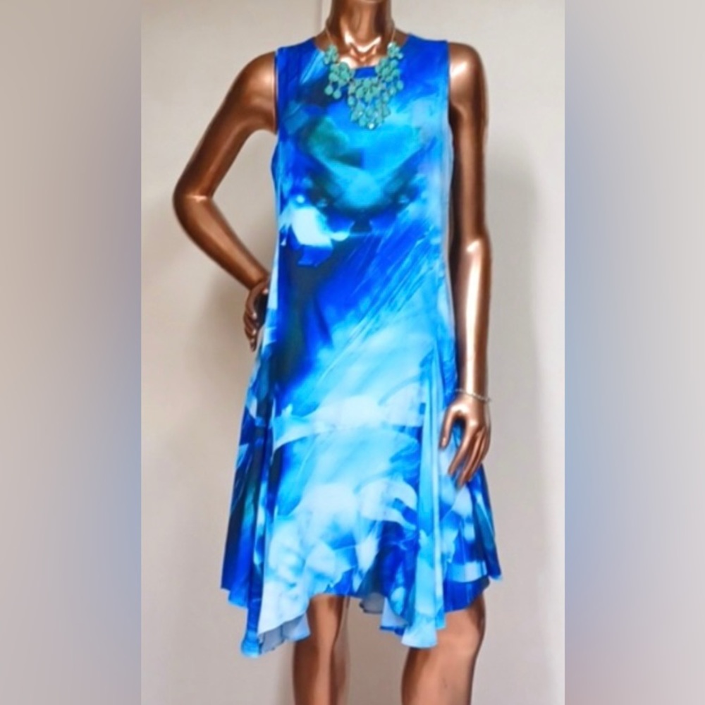 Julia Jordan Blue Wash Asymmetrical Hem Dress sz 10